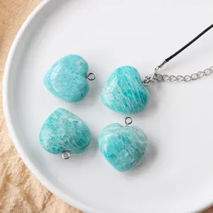 Natural amazonite crystal heart pendant DIY necklace jewelry gift for women charm accessory