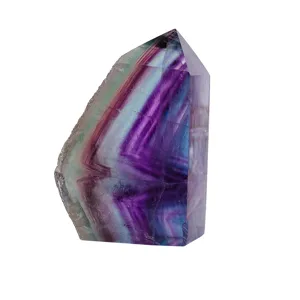Natural rainbow fluorite crystal tower point mineral specimen for healing office desk home decor