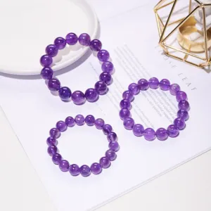 Natural Brazilian Amethyst Crystal Beaded Bracelets Set, Elegant DIY Jewelry Accessories