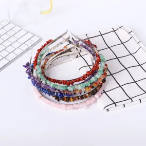 Natural crystal chip headband handmade wire wrapped tiara party hair accessories for women