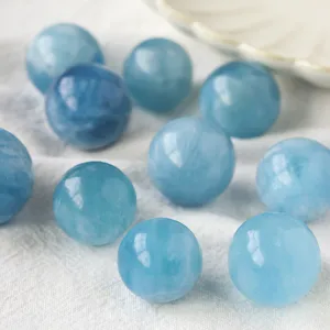 Natürlicher Aquamarin Kristall Kugel 2cm Polierter Edelstein Feng Shui Dekor Hauptansicht