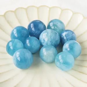 Natürliche Aquamarin Kristallkugeln Edelstein Mineral poliert Feng Shui Dekoration 2cm