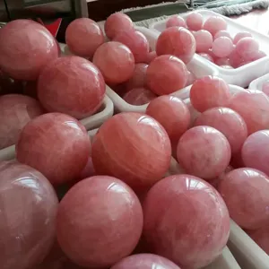 Natural Rose Quartz Crystal Sphere Ornament Polished Pink Quartz Healing Stone Ball For Home Office Desktop Feng Shui Decor Gift