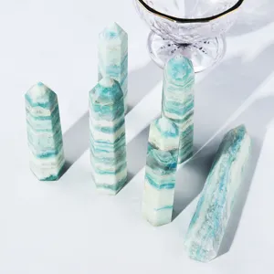 Natürlicher Kristallpunkt Hexagonaler Stab Blaue Ader Quarz Einelpunkt Energie Prisma Turm Stein Schreibtisch Ornament Für Zuhause Büro Dekor