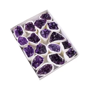 Natuurlijke Braziliaanse amethist cluster ruwe kristal gift box set voor huisdecoratie.