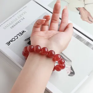 Natürlicher Erdbeerquarz Kristall Perlen Armband Einzelkreis Edelstein Schmuck