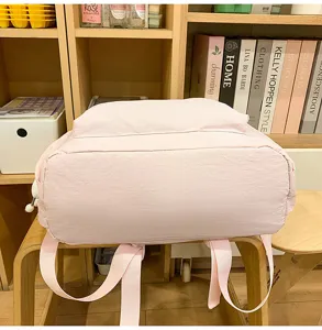 Japanese ins casual campus backpack for women and students, lightweight pink travel school bag.