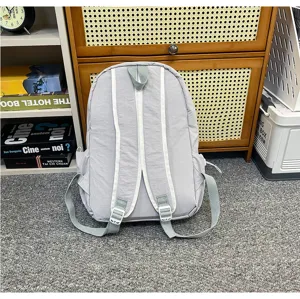 Korean casual lightweight commuter backpack, solid color minimalist nylon school bag.