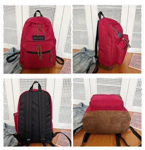 Detailed view of the casual multi-pocket student backpack showing sturdy zippers and straps.