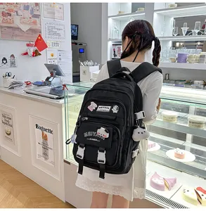 Black large capacity school backpack for college students daily travel laptop bookbag