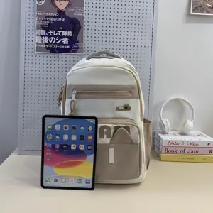 Japanese ins casual school backpack for students, lightweight dual-shoulder bag with cute design.