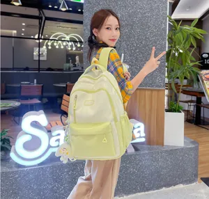 Detail view of a cute casual backpack with large capacity and multi pockets for daily use.
