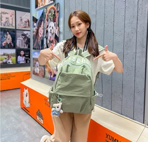 Korean style casual commuter nylon backpack large capacity solid color student school bag.