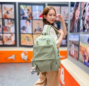 Korean style casual commuter backpack large capacity Harajuku solid nylon school bag