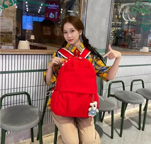 Korean style casual lightweight commuting backpack large capacity red student school bag