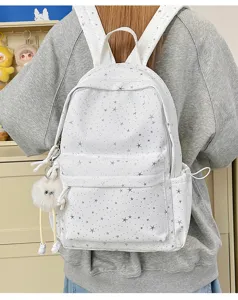 Women star print backpack casual school bag cute design fashion daily student daypack