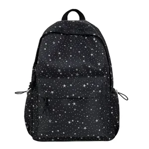 Women School Casual Nylon Backpack Star Print Large Capacity Bookbag With Cute Pendant Laptop Bag