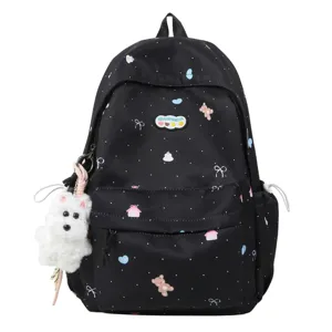 Girls Cute Cartoon Bear Print School Backpack Casual Large Capacity Travel Bookbag Teenager Student Daypack
