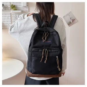 Stylish casual canvas backpack for students, unisex travel laptop book bag with suede bottom