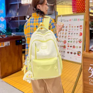 Casual large capacity cute student backpack contrast color lightweight commuter school bag