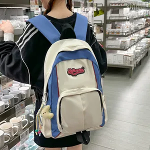 2025 New Student Backpack Stylish Contrast Color Casual School Bag for Teen Girls and Women