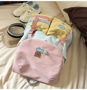 Colorful contrast backpack sweet girl schoolbag large capacity casual daypack daily use outdoor.