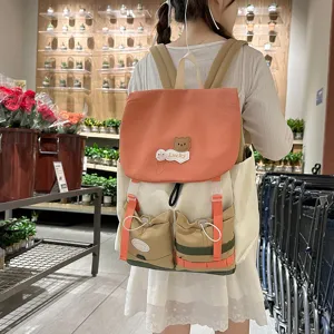 Colorblock casual backpack for students large capacity school bag cute daily daypack