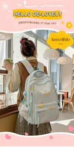Sweet candy color school backpack for girls teens, cute star pattern large capacity bag.