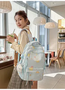 Japanese cute sweet candy color student backpack, lightweight large capacity casual school bag.