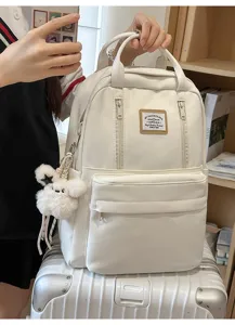 Japanese cute casual school backpack for teenage girls large capacity daily travel bag white