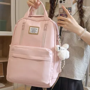 Japanese cute girl pink backpack casual large capacity school bag for high school students travel