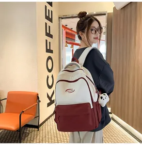Korean style college backpack dual color student school bag large capacity lightweight daily use