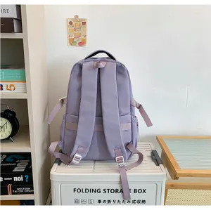 Casual Korean style large capacity lavender school backpack for students daily use and travel.