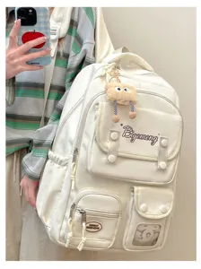 Korean style college backpack for women, large capacity travel school bag for students.