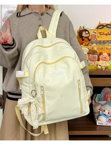 Cute ins style canvas backpack for women, large capacity stylish school bag for students.
