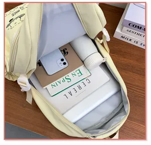 Fresh casual minimalist backpack detail view showing large capacity and internal storage.