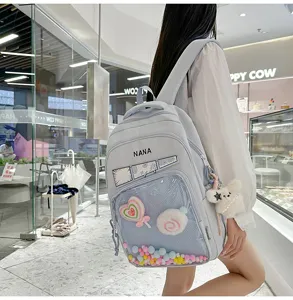 Mochila escolar de color solido estilo japones gran capacidad bolso ita transparente mujer