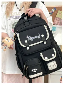 Casual canvas school backpack for students with large capacity and multi pockets daily use.