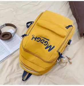 Casual large capacity yellow backpack simple style lightweight travel school daily use bag
