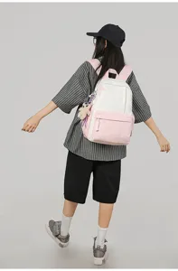 Large capacity casual backpack for women, stylish Korean style school bag for daily travel.