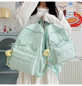 Japanese ins style polka dot school backpack cute casual dual shoulder bag for women girls