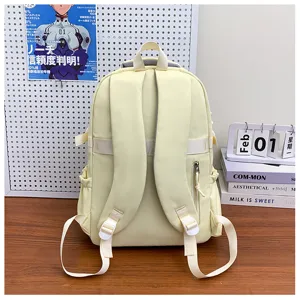 Lightweight casual backpack in soft light yellow, designed for daily commuting, school and travel.