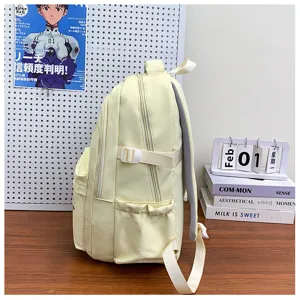 Simple casual light yellow backpack for daily school travel lightweight minimalist daypack.