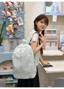 Cute embroidered bow mint green backpack for students stylish casual daypack for teenage girls