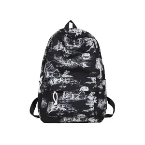 Vintage Landscape Print Nylon Backpack For Students Casual Large Capacity School Bag Unisex Fashion Daypack Bag