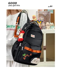 Mochila informal de lona de gran capacidad para la escuela, viajes y uso diario.