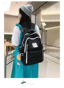 Japanese style colorblock large capacity student schoolbag casual travel backpack for women