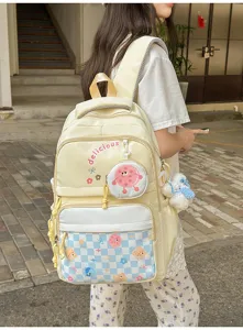 Japanese casual large capacity school backpack for students, cute daily commuter rucksack bag.
