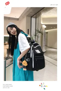 New Japanese contrast color stylish student backpack large capacity casual travel school bag