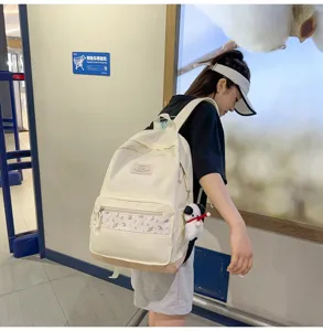 Floral canvas backpack for women school casual daypack stylish college bookbag cute